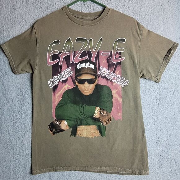 Easy E Tee Shirt Graphic Crew Neck Short Sleeve Express Yourself Brown Size M - Picture 3 of 7